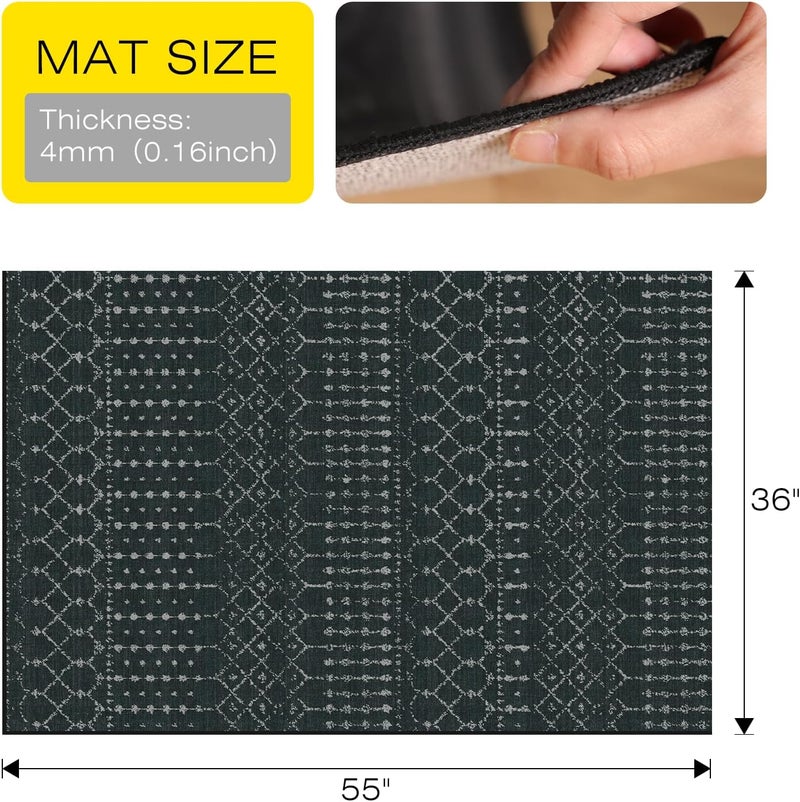 FUNMAT Office Chair Mat for Hardwood & Tile Floors, 55" x 36" Desk Chair Mat, Non-Slip Floor Protector for Rolling Chairs, Machine Washable Area Rug for Home Office, Black - Image 2